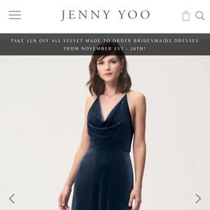 Jenny Yoo Velvet Sullivan Dress in French Blue